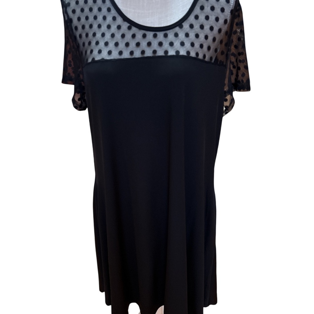 Nina Leonard Black XL Short Sleeve Evening Cocktail Wedding Guess Dress